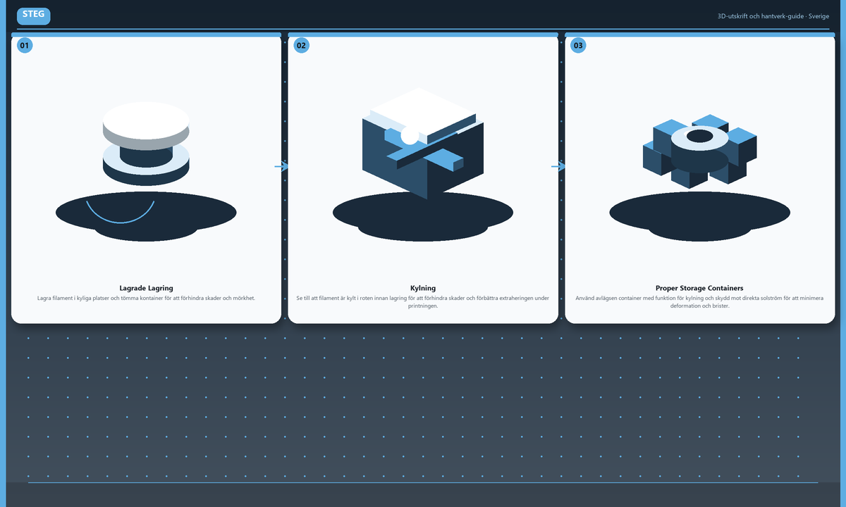 Steg: Lagrade Lagring → Kylning → Proper Storage Containers